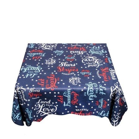 CARNATION HOME FASHIONS Carnation Home Fashions DFLN-52-US 60 in. Patriotic Patchwork Round Vinyl Flannel Backed Tablecloth in Red; White & Blue DFLN-52/US